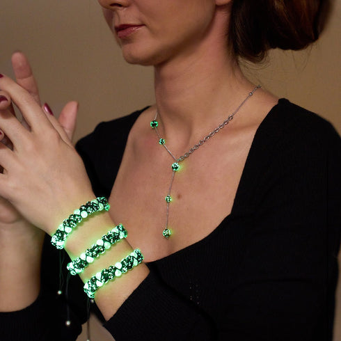 Obsidienne | Argent | Suspension double cascade de verre Firefly